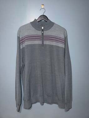 Jack Nicklaus Mens Gray 1/4-Zip Wool Blend Pullover Sweater XXL